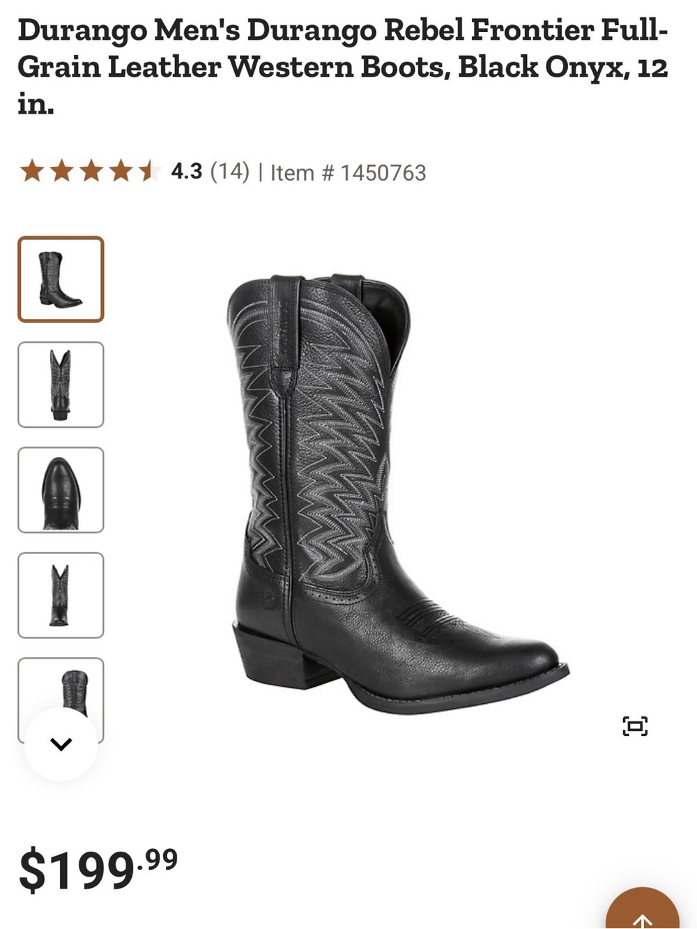 Durango Rebel Frontier Leather Western Cowboy Boots Size 10.5 Wide - Picture 2 of 16